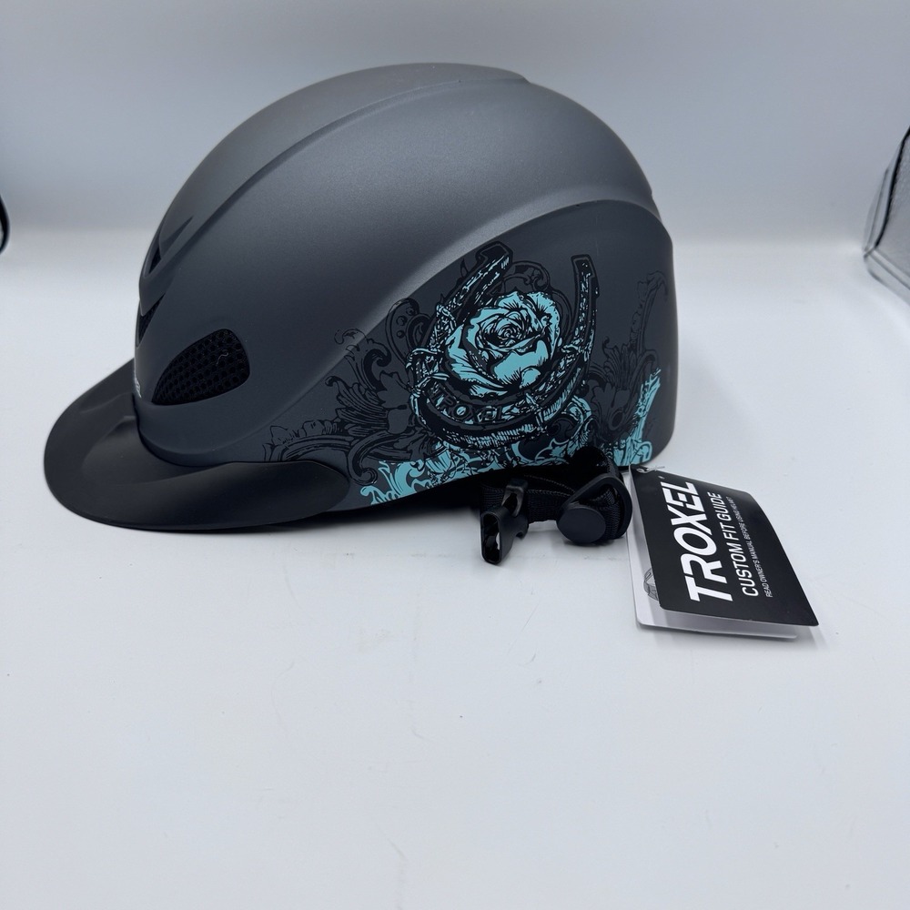 Troxel Riding Helmet Rebel Turquoise Rose Horse Safety Riding Low Profile Small